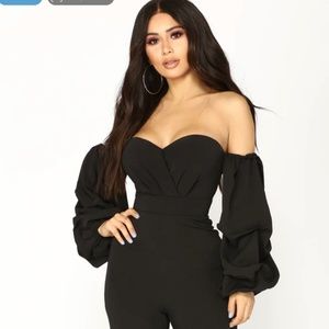 yana Off Shoulder Jumpsuit - Black